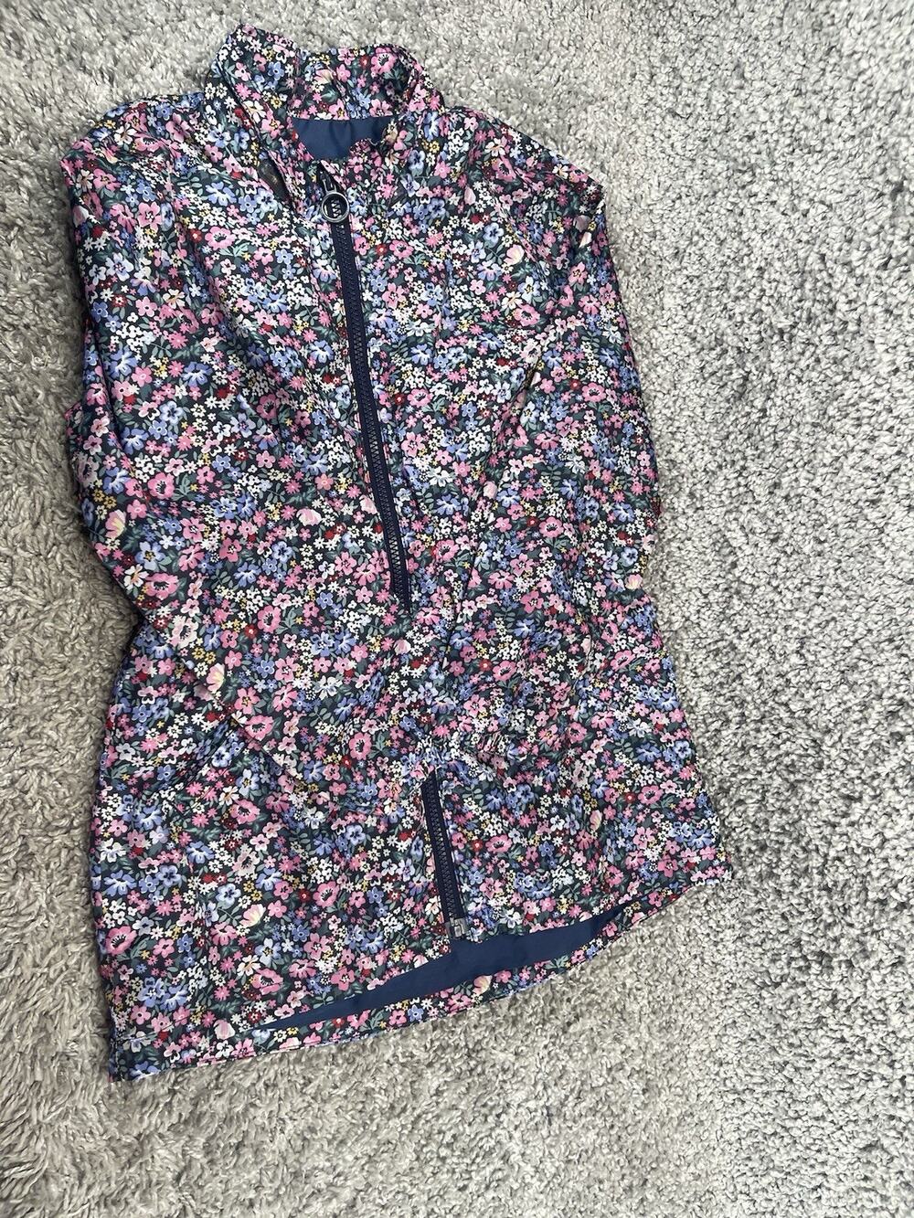 H&M Flowers Zip Up Jacket Kids Girls Multicolor Size 7-8y Multicolor Lightweight